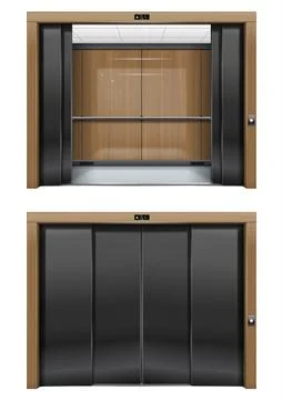 Elevator portal with wooden frame. Stock Illustration