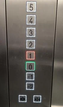 Elevator pushbutton panel with floor indication 스톡 사진