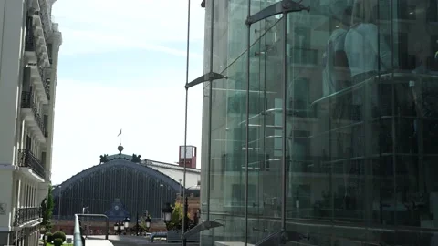 Elevator of the Reina Sofia museum in Madrid and Atocha station Stock Footage 218620797