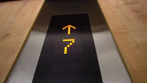 Elevator screen counts from 1 to 36. elevator cabin inside rises up. Stock Footage 183012603
