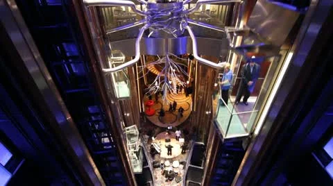 Elevator shaft of the Carnival Reflection Stock Footage 20590485