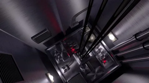 Elevator shaft lift shaft bunker vault safe nuclear machinery 4k Stock Footage