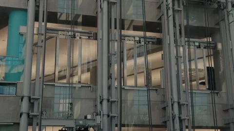 Elevator Shaft Machinery Moving as Elevator Descends Into Frame Stock Footage 341856550