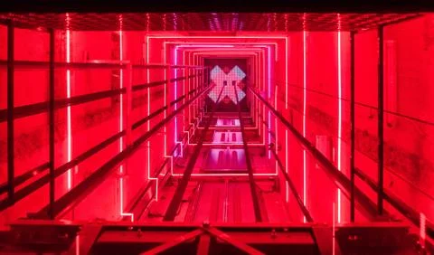 Elevator shaft in tower Stock Photos