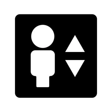 Elevator silhouette sign. Elevator equipment guide. Vector. Stock Illustration