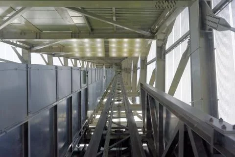 Elevator of ski jumps tower Stock Photos