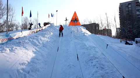 Elevator for ski on winter sunny day Stock Footage 7207317