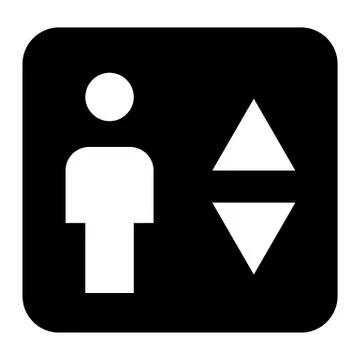 Elevator solid icon. Man and lift arrows vector illustration isolated on white Ilustración de archivo