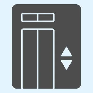 Elevator solid icon. Passenger lift with up and down arrow signs. Horeca vector Stock Illustration