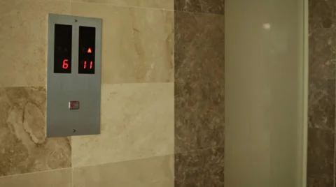 Elevator stops at floor and door opens Video stock 38757011