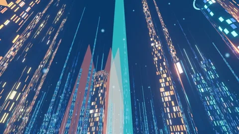 Elevator-style vertical rising movement directly through tight urban, 4K Stock Footage 336840771