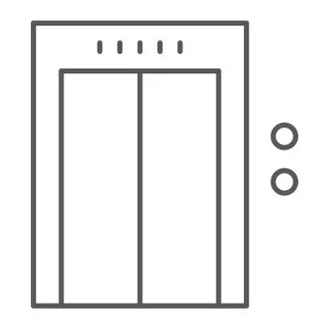 Elevator thin line icon, hotel and level, lift sign, vector graphics, a linear Ilustración de archivo