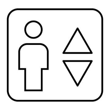 Elevator thin line icon. Man and lift arrows vector illustration isolated on Stock Illustration
