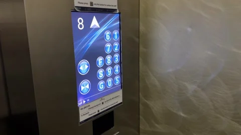Elevator touch screen panel digital lift buttons floor display technology Stock Footage 323076237