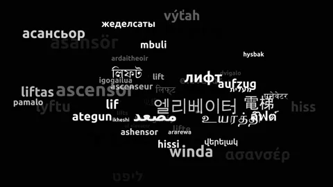 Elevator Translated in 61 Worldwide Languages Endless Looping 3d Zooming Word Video stock 145214301