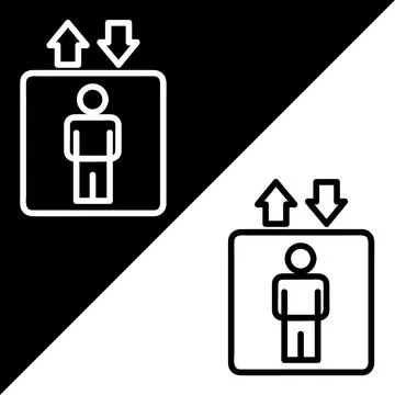 Elevator Vector icon, Outline style, isolated on Black and white Background. イラスト素材