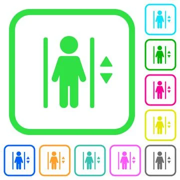 Elevator vivid colored flat icons icons Illustrazione stock