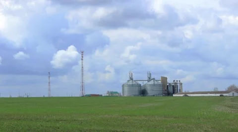 Elevator in a wheat field Stock Footage 49276686
