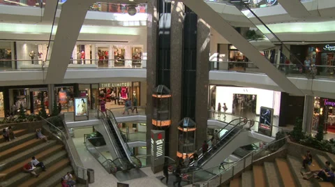 Elevators and escalators moving within Town Center (2 of 2) Stock Footage 32038512