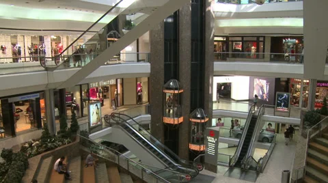 Elevators and escalators moving within mall (7 of 8) Stock Footage 32326958