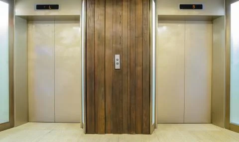 Elevators with closed door Stock Photos