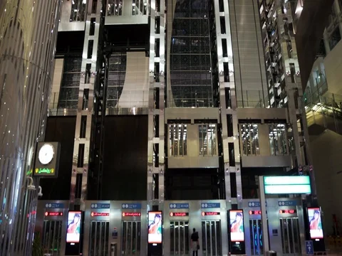 Elevators in Dubai airport Stock Footage 77646504