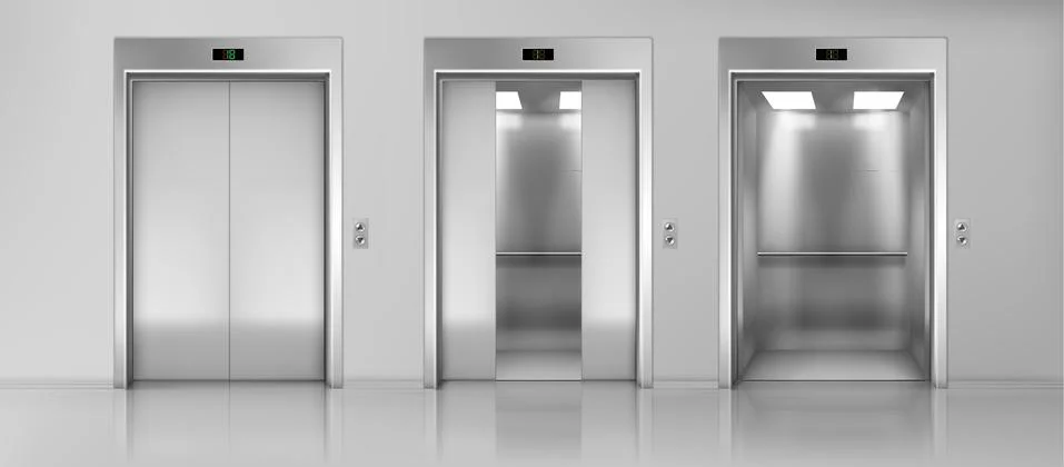 Elevators empty cabins on floor realistic vector Stock-Illustration