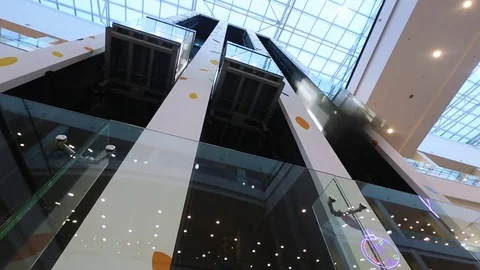 Elevators in the Mall, timelapse Stock Footage 73855264