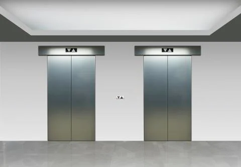 Elevators in a modern white hall Stock Photos