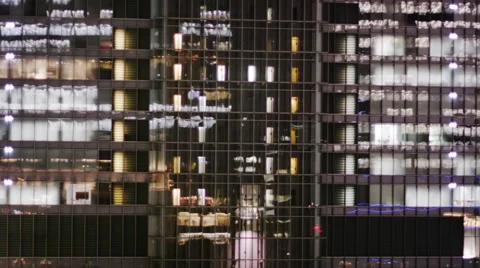 Elevators in an Office Building seen through the Glass Stock Footage 56138805