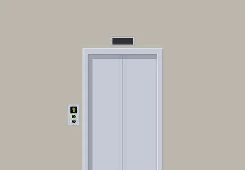 Elevators with a panel of buttons in the corridor of the business center of.. Stock Illustration