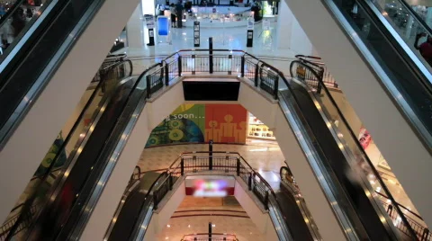 Elevators in shopping mall timelapse  Stock Footage 661974