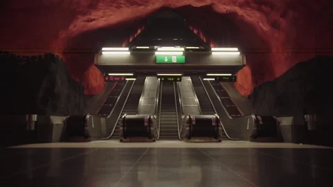 Elevators in an underground subway at a station Stock Footage 117346422