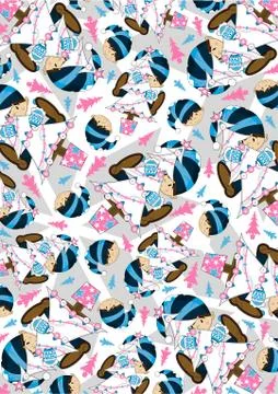 Elf and Christmas Tree Pattern Stockillustratie