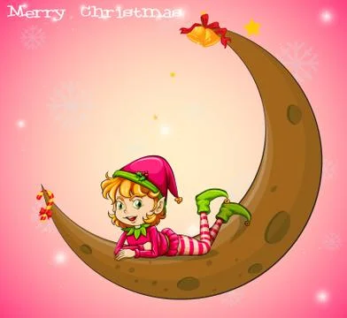 An elf and a moon Stock Illustration