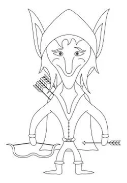 Elf archer, contour Stock Illustration