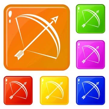 Elf bow icons set vector color 库存插图