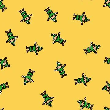 Elf christmas cute vector seamless pattern Stock Illustration