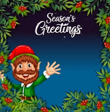 An elf on christmas template Stock Illustration