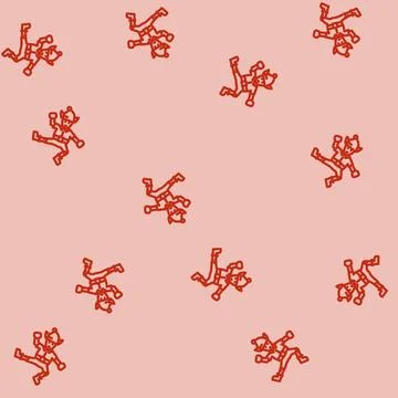 Elf christmas xmas line vector seamless pattern Stock Illustration