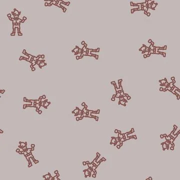 Elf cute xmas line vector seamless pattern Stock Illustration