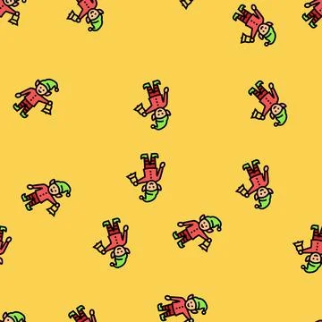 Elf cute xmas vector seamless pattern 库存插图