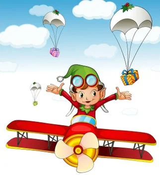 Elf delivering gifts Illustrazione stock