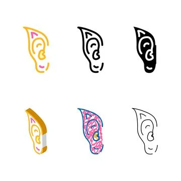 Elf ears color icon clean vector sign Stock Illustration