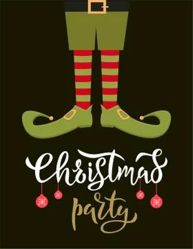 Elf feet flat colourful vector illustration with typography Ilustração Stock