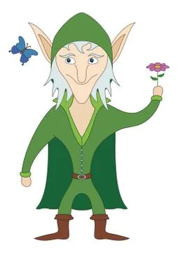 Elf with flower Stock Illustration