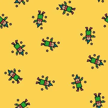 Elf funny vector seamless pattern Stock Illustration