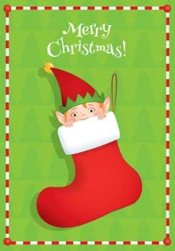 Elf hiding in a boot Stock Illustration