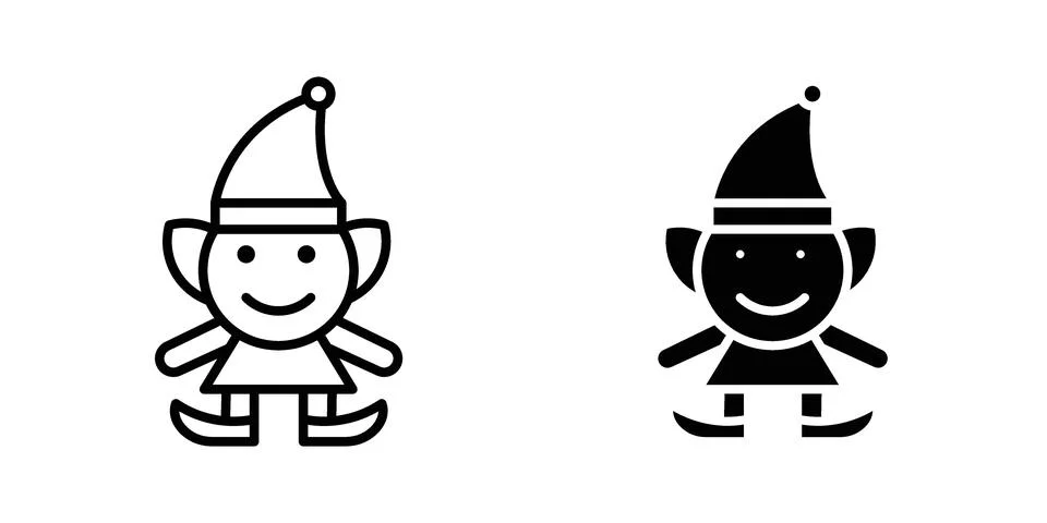 Elf icon set modern line and solid style collection. Stock Illustration