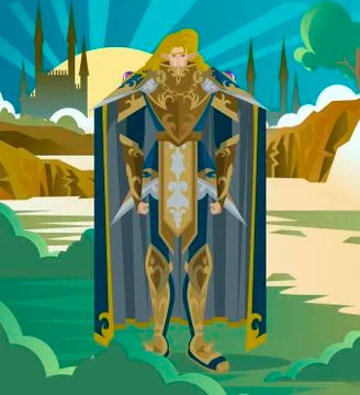 Elf knight warrior standing Stock Illustration